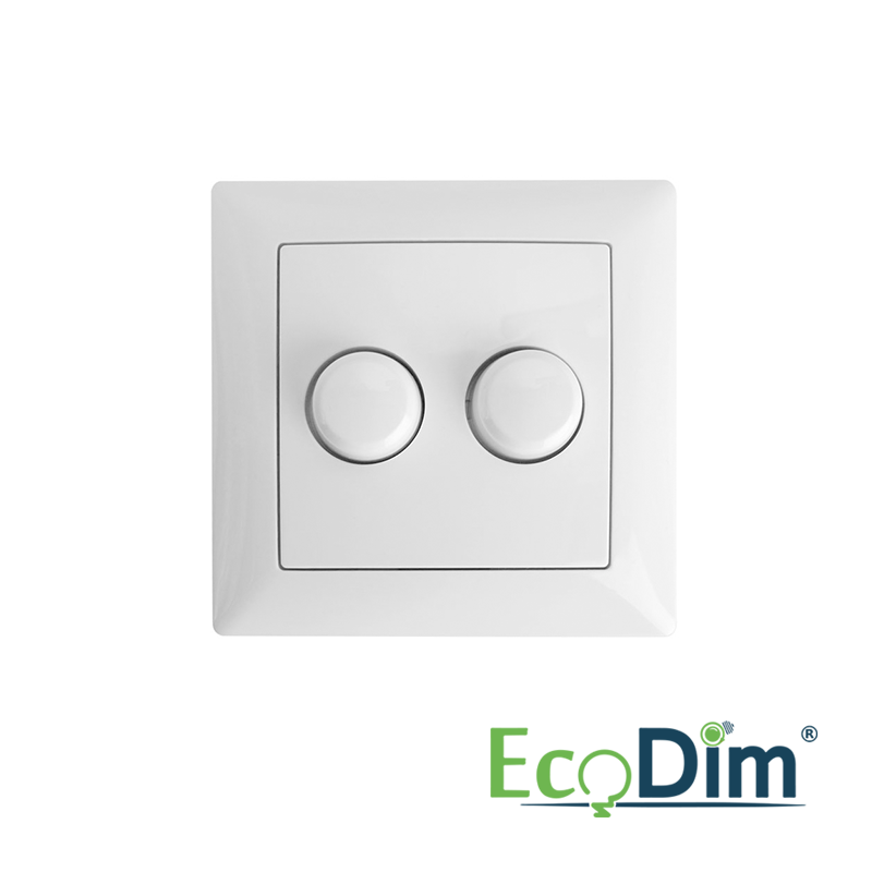 ECODIM | DUO-DIMMERKNOPF FÜR BUSCH-JAEGER BALANCE SI | INKL. ZENTRALPLATTE UND ABDECKRAHMEN
