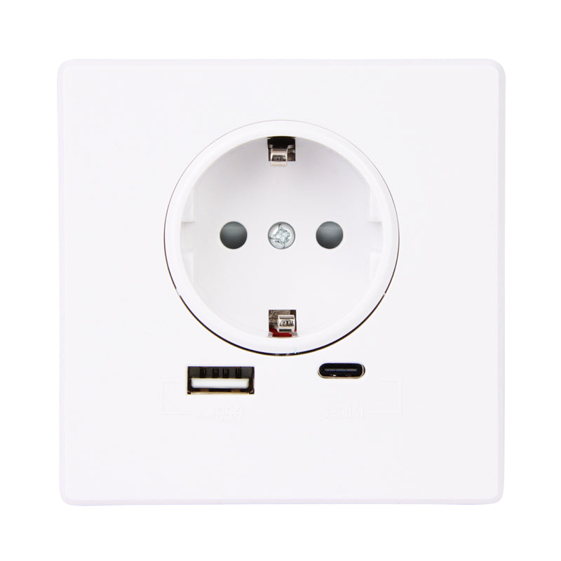 Wandsteckdose | mit USB-A- und USB-C-Anschluss | weiß