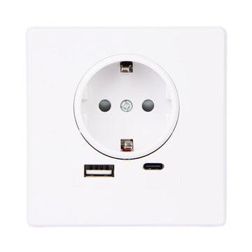 WANDCONTACTDOOS | MET USB-A & USB-C AANSLUITING | WIT