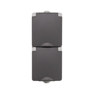 ION INDUSTRIES | OPBOUW WANDCONTACTDOOS 2X | VERTICAAL | IP55 | GRIJS