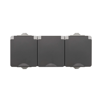 ION INDUSTRIES | OPBOUW WANDCONTACTDOOS 3X | HORIZONTAAL | IP55 | GRIJS