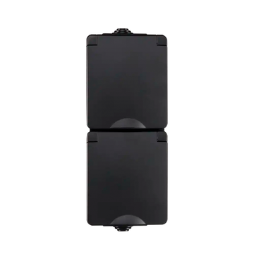 ION INDUSTRIES | OPBOUW WANDCONTACTDOOS 2X | VERTICAAL | IP55 | ZWART