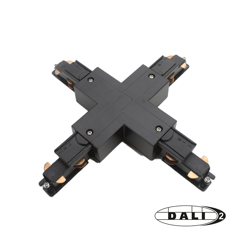 DALI 3-faserige Stromschiene | X-FÖRMIGER VERBINDER | SCHWARZ