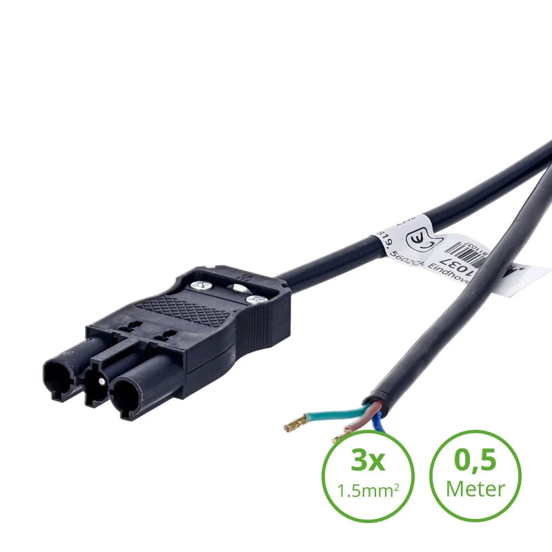 811044 - 3-SWP AANSLUITSNOER MALE - 0.5mtr - 3x1.5mm