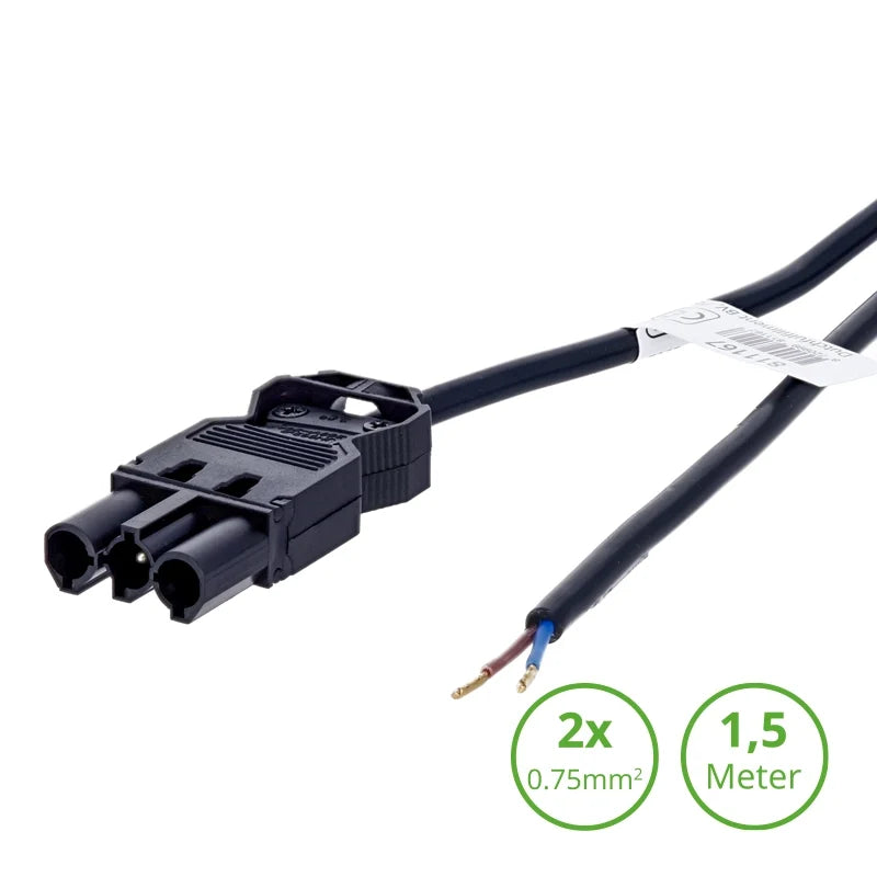 811167 - 3-SWP AANSLUITSNOER MALE 1,5mtr - 2x0.75mm