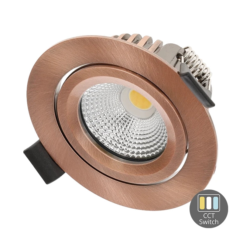 LED-EINBAUSPOT | 6W | Ø82mm | DIMMBAR | CCT-SWITCH | IP65 | KUPFER