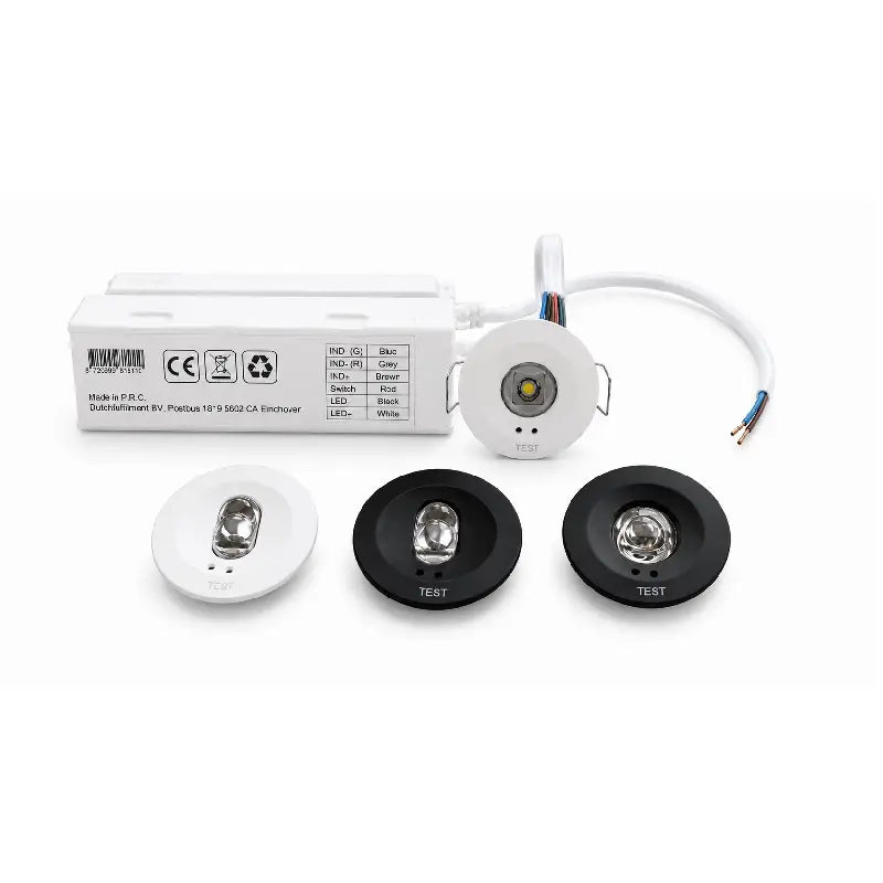 815110 | NOODVERLICHTING | INBOUWSPOT | WIT I ZWART | LENS 360° + GANGPADEN