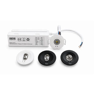 815110 | NOODVERLICHTING | INBOUWSPOT | WIT I ZWART | LENS 360° + GANGPADEN