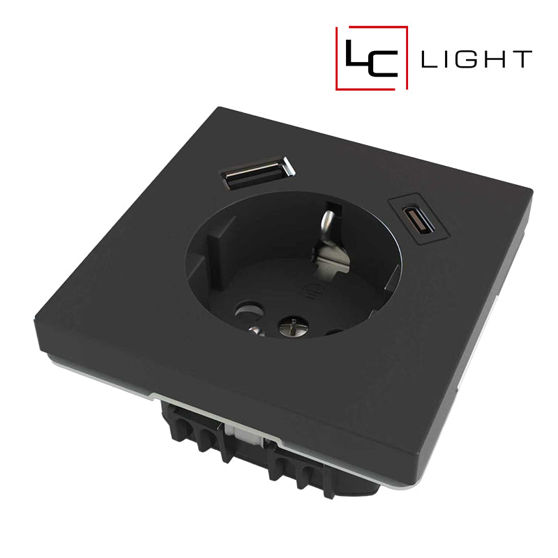 LC-LIGHT | WANDSTECKDOSE | RA | USB-A + USB-C | WEISS