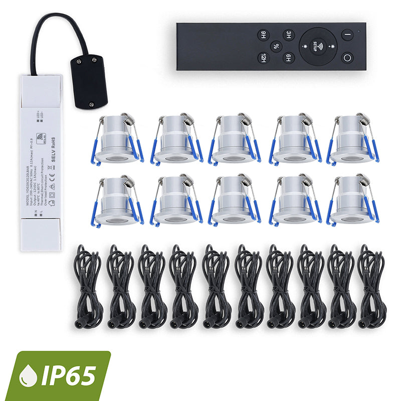 TOLOS-Einbauspots | 10er-Set | Mit Fernbedienung | Silber